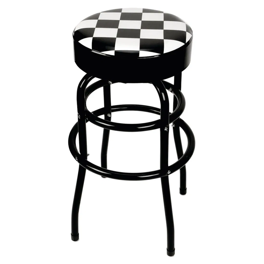 W85023 – PERFORM TOOL Stool, Round Checkered Vinyl Seat Swivel 4 Steel Legs Without Back